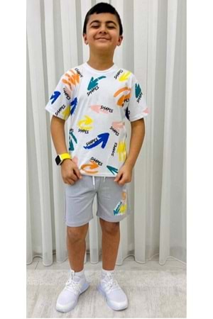 Erkek Çocuk Baskılı Şortlu Yazlık Takım M00710