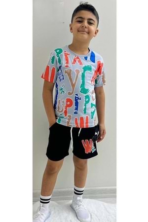 Erkek Çocuk Baskılı Şortlu Yazlık Takım M00710