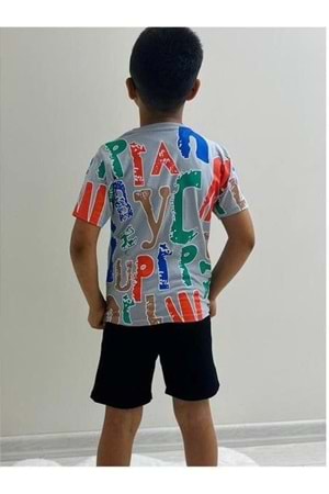 Erkek Çocuk Baskılı Şortlu Yazlık Takım M00710