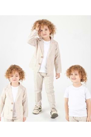 Ceketli Tişörtlü Erkek Çocuk Keten Damatlık Takım M00714