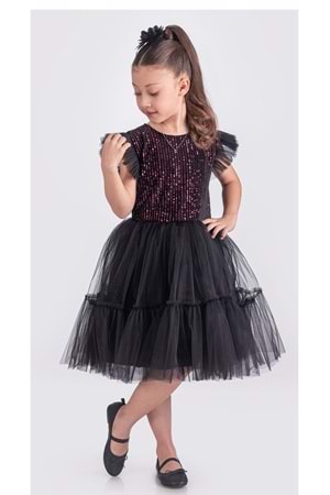 Pul Payet Katkat Tütü Etekli Kız Çocuk Elbise M00722