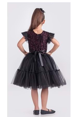 Pul Payet Katkat Tütü Etekli Kız Çocuk Elbise M00722