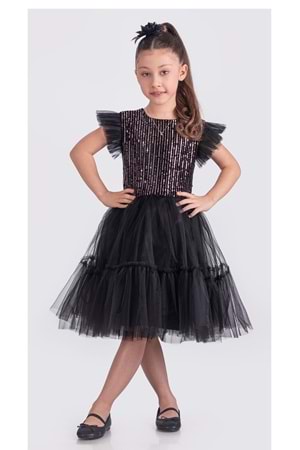 Pul Payet Katkat Tütü Etekli Kız Çocuk Elbise M00722