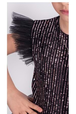 Pul Payet Katkat Tütü Etekli Kız Çocuk Elbise M00722