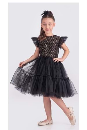 Pul Payet Katkat Tütü Etekli Kız Çocuk Elbise M00722