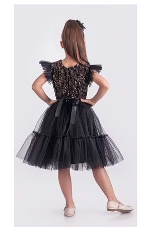 Pul Payet Katkat Tütü Etekli Kız Çocuk Elbise M00722