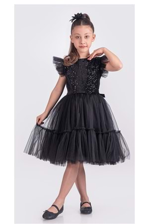 Pul Payet Katkat Tütü Etekli Kız Çocuk Elbise M00722