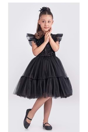 Pul Payet Katkat Tütü Etekli Kız Çocuk Elbise M00722