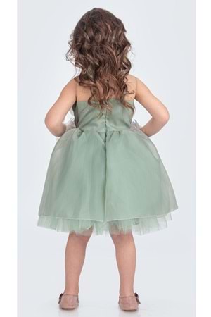 Karolin Robası Çiçekli Bilekli Aksesuarlı Kız Çocuk Abiye Elbise M00724