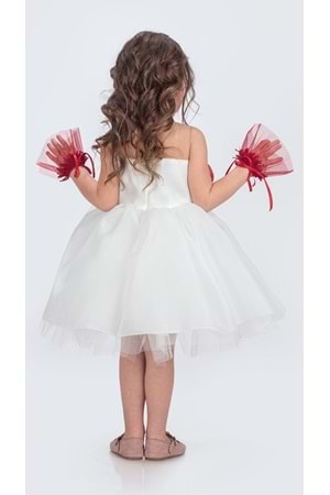 Karolin Robası Çiçekli Bilekli Aksesuarlı Kız Çocuk Abiye Elbise M00724