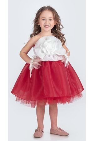 Karolin Robası Çiçekli Bilekli Aksesuarlı Kız Çocuk Abiye Elbise M00724