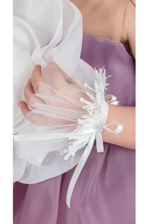 Karolin Robası Çiçekli Bilekli Aksesuarlı Kız Çocuk Abiye Elbise M00724