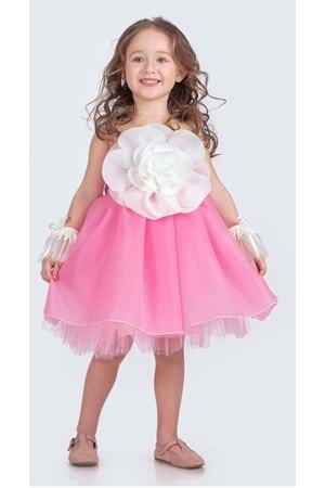 Karolin Robası Çiçekli Bilekli Aksesuarlı Kız Çocuk Abiye Elbise M00724