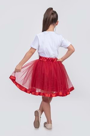 Saten Şeritli Tütü Kız Çocuk Etek M00728