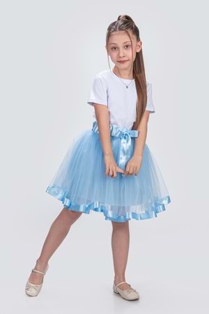 Saten Şeritli Tütü Kız Çocuk Etek M00728