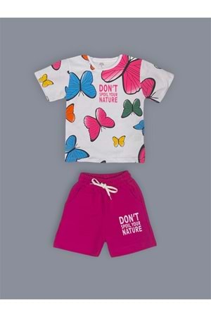 Baskılı Kız Çocuk Tişört Şort Takım M00730