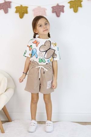 Baskılı Kız Çocuk Tişört Şort Takım M00730