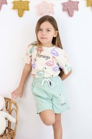 Baskılı Kız Çocuk Tişört Şort Takım M00730