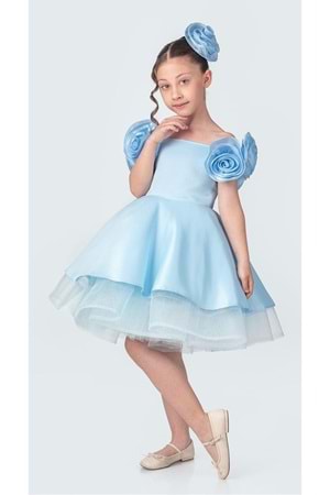 Fanari Krep Saten Gren Destekli Kız Abiye M00735