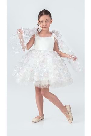 Çiçek Brode Desen İmeros Kız Abiye M00736