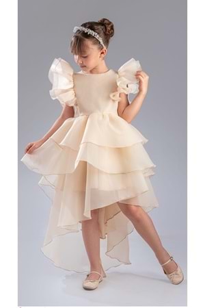 Kız Çocuk Kuyruklu , Taçlı Vragia Abiye Elbise M00745