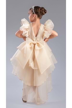 Kız Çocuk Kuyruklu , Taçlı Vragia Abiye Elbise M00745