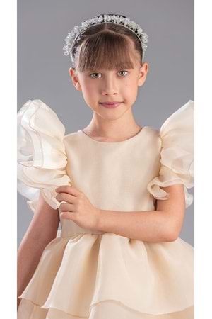 Kız Çocuk Kuyruklu , Taçlı Vragia Abiye Elbise M00745