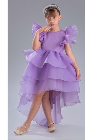 Kız Çocuk Kuyruklu , Taçlı Vragia Abiye Elbise M00745