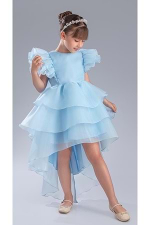 Kız Çocuk Kuyruklu , Taçlı Vragia Abiye Elbise M00745