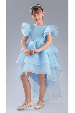 Kız Çocuk Kuyruklu , Taçlı Vragia Abiye Elbise M00745