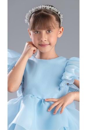 Kız Çocuk Kuyruklu , Taçlı Vragia Abiye Elbise M00745