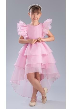 Kız Çocuk Kuyruklu , Taçlı Vragia Abiye Elbise M00745