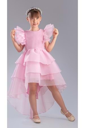 Kız Çocuk Kuyruklu , Taçlı Vragia Abiye Elbise M00745