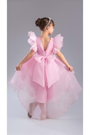 Kız Çocuk Kuyruklu , Taçlı Vragia Abiye Elbise M00745