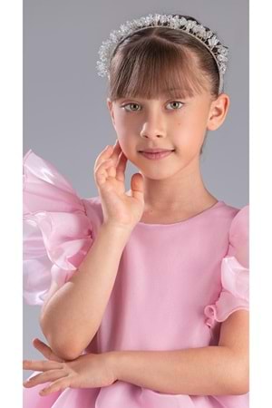 Kız Çocuk Kuyruklu , Taçlı Vragia Abiye Elbise M00745