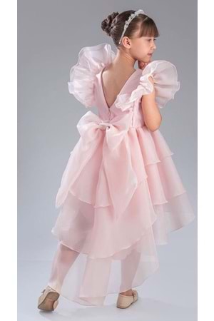 Kız Çocuk Kuyruklu , Taçlı Vragia Abiye Elbise M00745