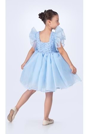 Maronia Kız Çocuk Prenses Model Abiye Elbise - Mavi M00746