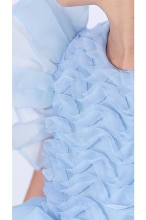 Maronia Kız Çocuk Prenses Model Abiye Elbise - Mavi M00746