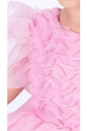 Maronia Kız Çocuk Prenses Model Abiye Elbise - Pembe M00746