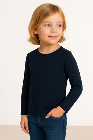 Unisex Çocuk Bisiklet Yaka Uzun Kollu Okul Badi M00748