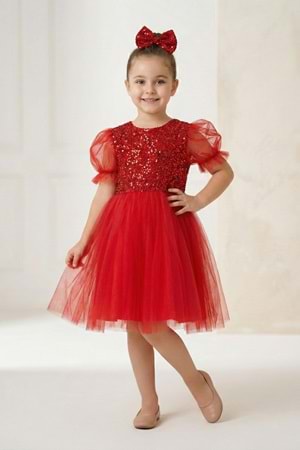 Balon Kol Pul Payet Kız Çocuk Tütü Elbise M00751