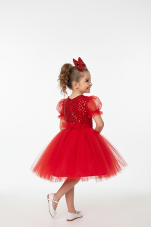 Balon Kol Pul Payet Kız Çocuk Tütü Elbise M00751