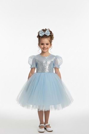 Balon Kol Pul Payet Kız Çocuk Tütü Elbise M00751