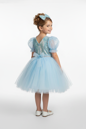 Balon Kol Pul Payet Kız Çocuk Tütü Elbise M00751