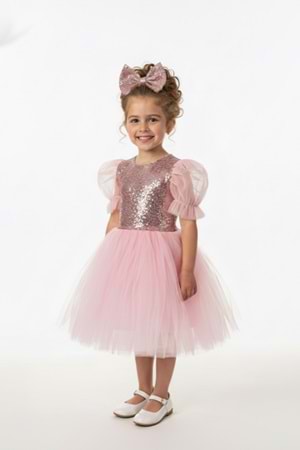 Balon Kol Pul Payet Kız Çocuk Tütü Elbise M00751