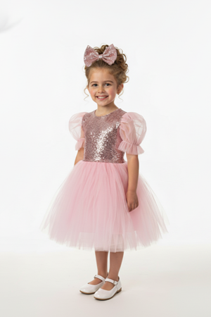 Balon Kol Pul Payet Kız Çocuk Tütü Elbise M00751