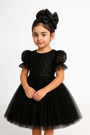 Balon Kol Pul Payet Kız Çocuk Tütü Elbise M00751