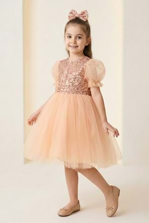 Balon Kol Pul Payet Kız Çocuk Tütü Elbise M00751