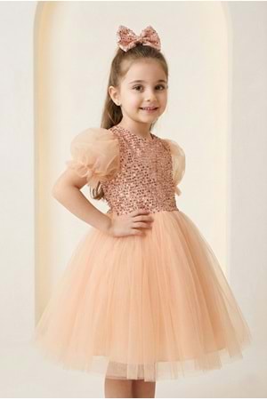 Balon Kol Pul Payet Kız Çocuk Tütü Elbise M00751