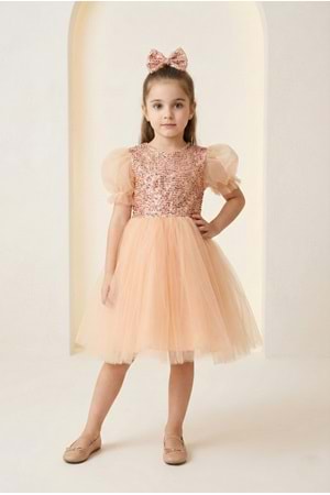 Balon Kol Pul Payet Kız Çocuk Tütü Elbise M00751